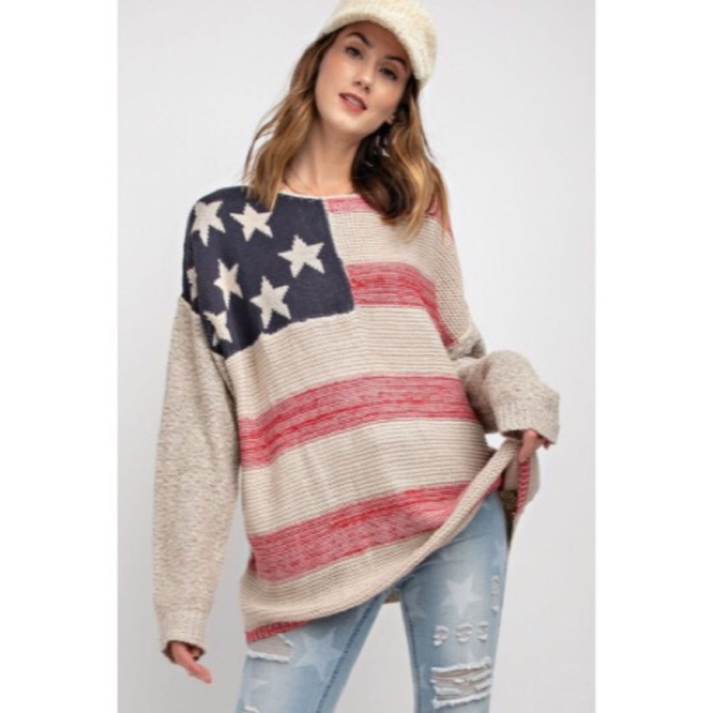 🇺🇸🆕🎉HP🎉5⭐️Flag Knit Sweater - Picture 2 of 7